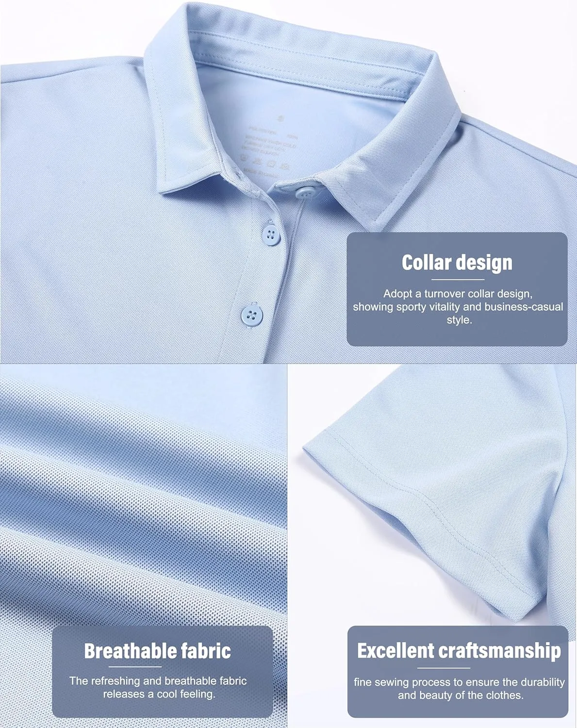 3 Pack Women's Polo Shirts Short Sleeve 3 Buttons Collared Golf T Shirts Quick Dry Work Uniform & Casual Top