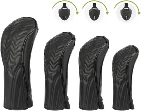 4pcs or 1pc Golf Club Head Covers for Woods, Driver, Fairway, Hybrid  Premium PU Leather with Interchangeable Tags & Magnetic Blade and Mallet Putter Covers