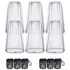 6 Pack Mosquito Head Net Bug Head Net Insects Mesh Head Net for Outdoor Face Neck Head Protecting, Grey Gray