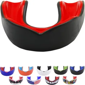 Adult Sports Mouth Guard (USA Flag, Fangs, 15  Colors to Choose from) - Mouthguard for Football, Boxing, Karate, Martial Arts, Rugby, MMA, Sparring, Hockey (Adult, Strapless)