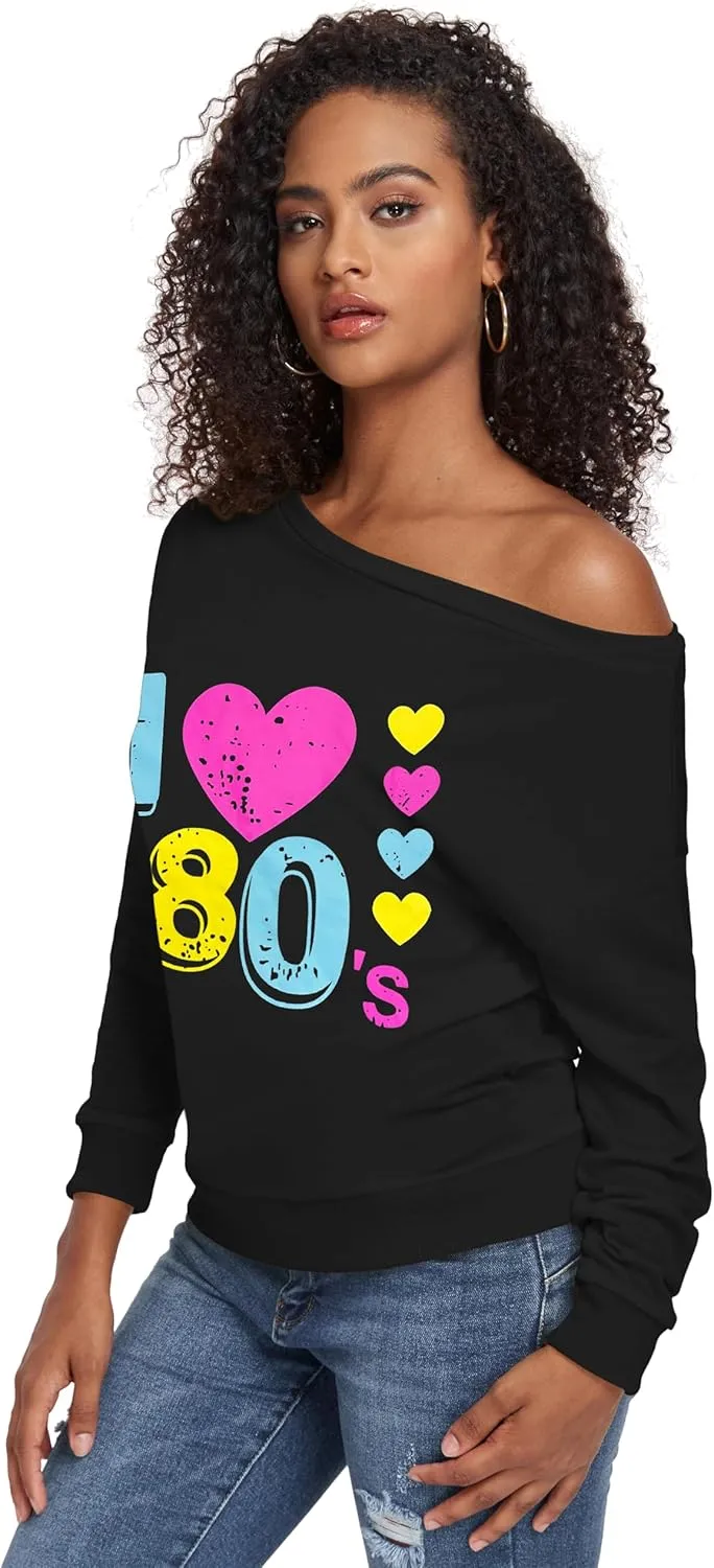 AM CLOTHES Sweatshirt for Women Off Shoulder Oversized Sweatshirts Long Sleeve Sweaters Shirts Tops