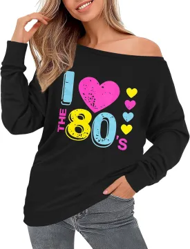 AM CLOTHES Sweatshirt for Women Off Shoulder Oversized Sweatshirts Long Sleeve Sweaters Shirts Tops