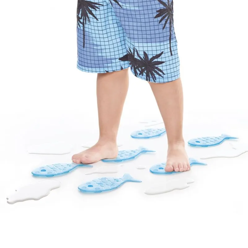 Anti-slip Bathroom Floor Stickers Fish Blue