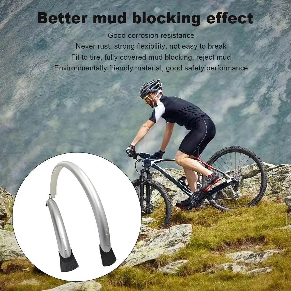 Bike Mudguard Set Full Coverage Front and Rear Bicycle Fenders Set Suitable for 700c X (32mm-42mm) Tire Width (Sliver)