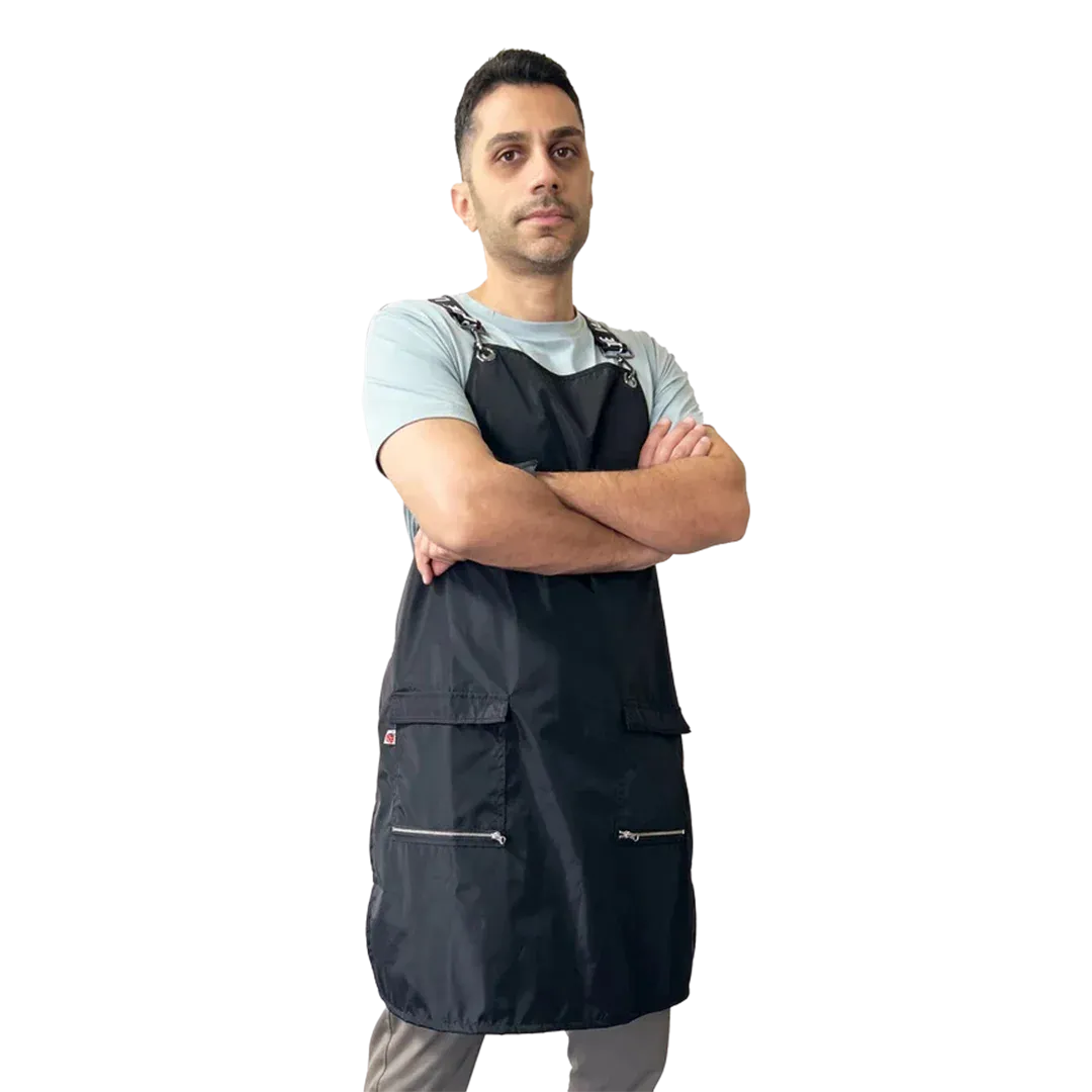 Black Waterproof Signature Strap Crossover Apron by Ladybird Line