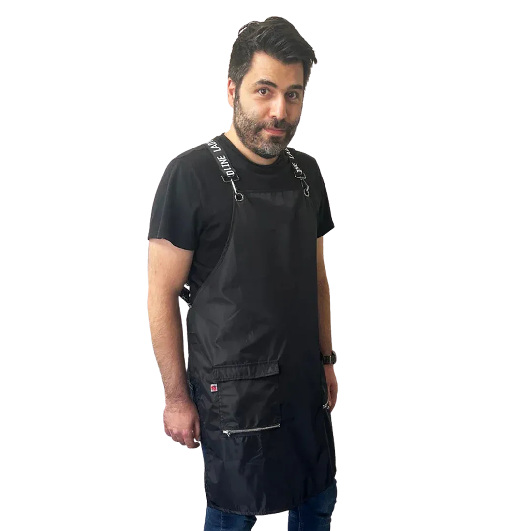 Black Waterproof Signature Strap Crossover Apron by Ladybird Line