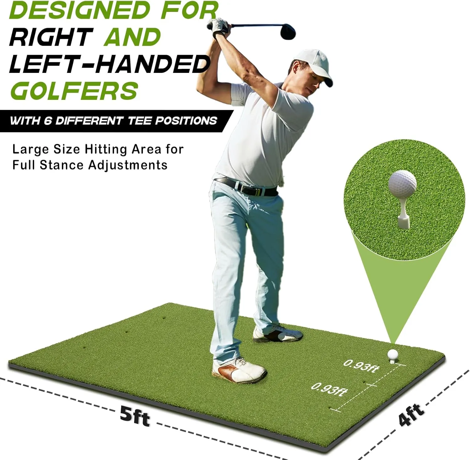 Bltend Thickened Golf Mat: 5x4ft & 5x5ft Heavy-Duty Golf Hitting Mats Practice Outdoor/Indoor, Elite Dense Artificial Turf Matt Training Aid for Backyard/Garage/Driving Range/Simulators