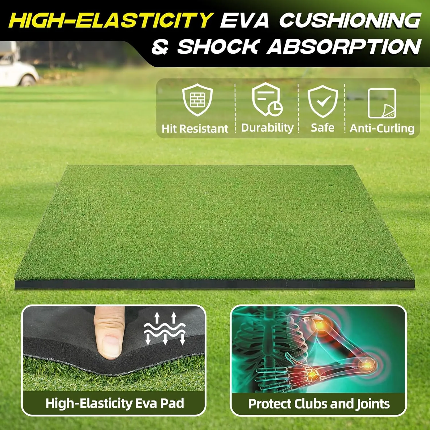 Bltend Thickened Golf Mat: 5x4ft & 5x5ft Heavy-Duty Golf Hitting Mats Practice Outdoor/Indoor, Elite Dense Artificial Turf Matt Training Aid for Backyard/Garage/Driving Range/Simulators