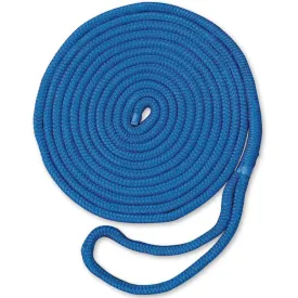 Braided Nylon Dock Line with eye-1/2" x 15' Blue