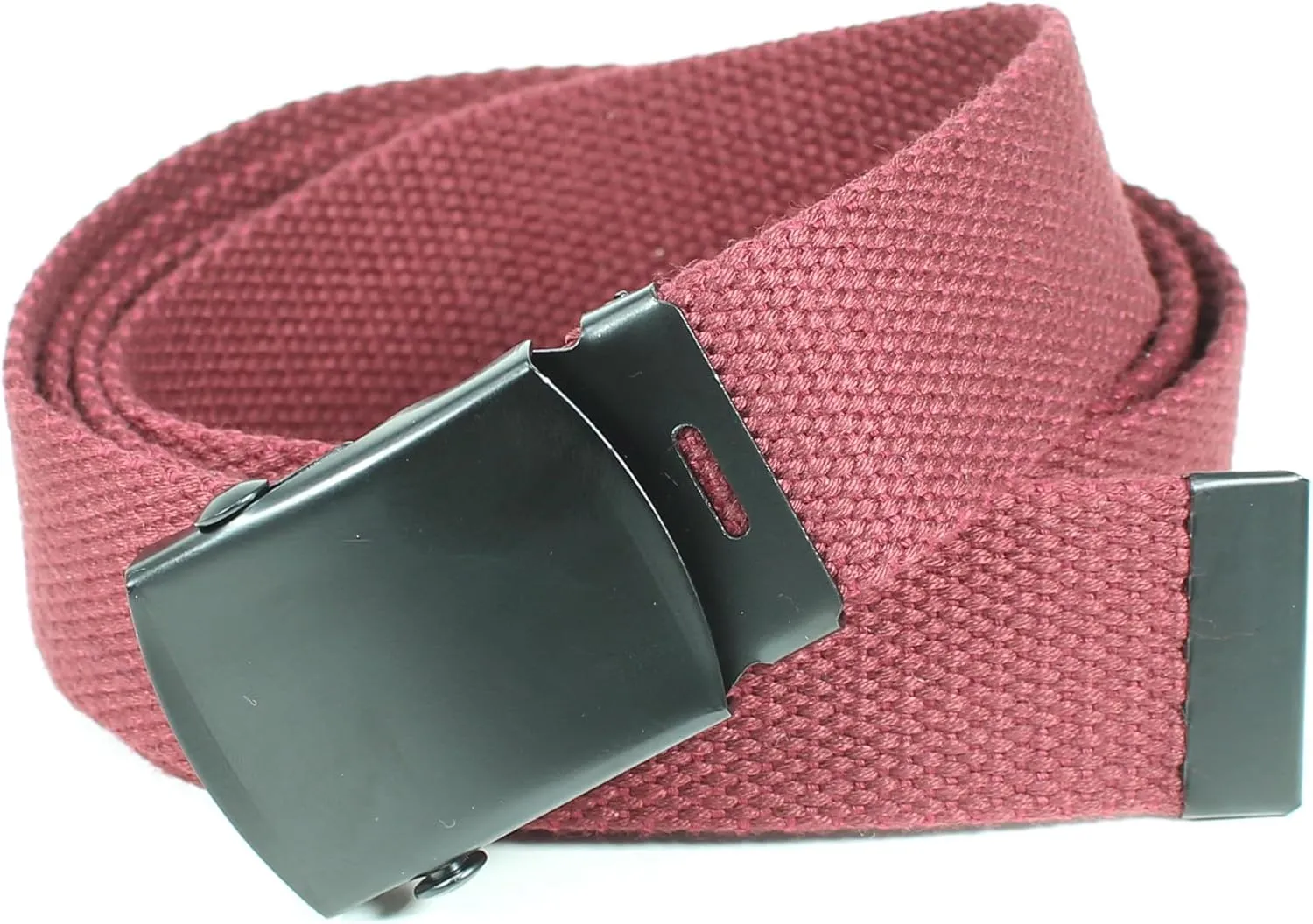 Canvas Web Belt Military Style with Black Buckle and Tip 56" Long Many Colors