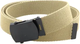 Canvas Web Belt Military Style with Black Buckle and Tip 56" Long Many Colors
