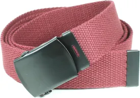 Canvas Web Belt Military Style with Black Buckle and Tip 56" Long Many Colors