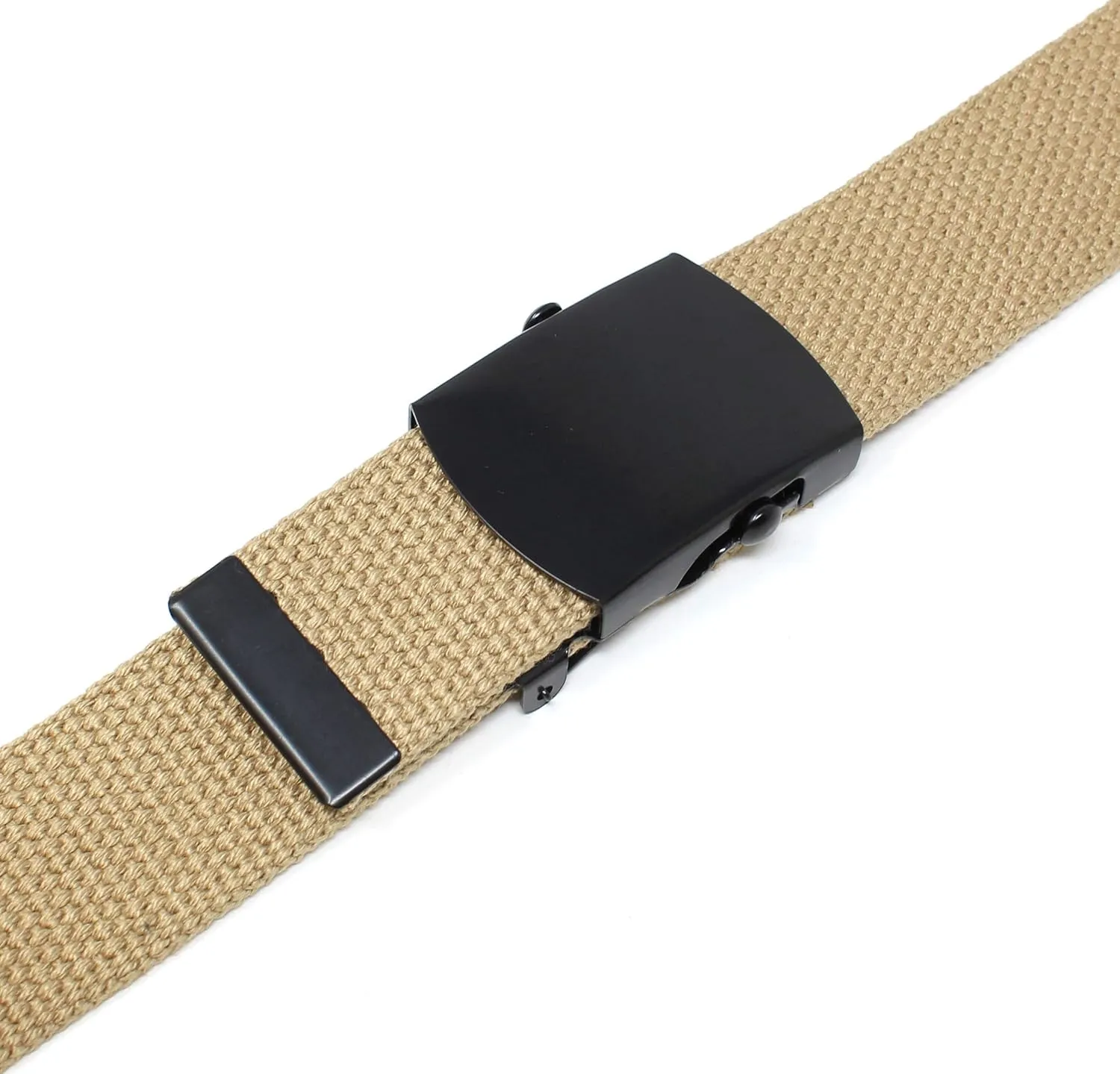 Canvas Web Belt Military Style with Black Buckle and Tip 56" Long Many Colors