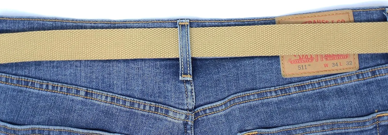 Canvas Web Belt Military Style with Black Buckle and Tip 56" Long Many Colors