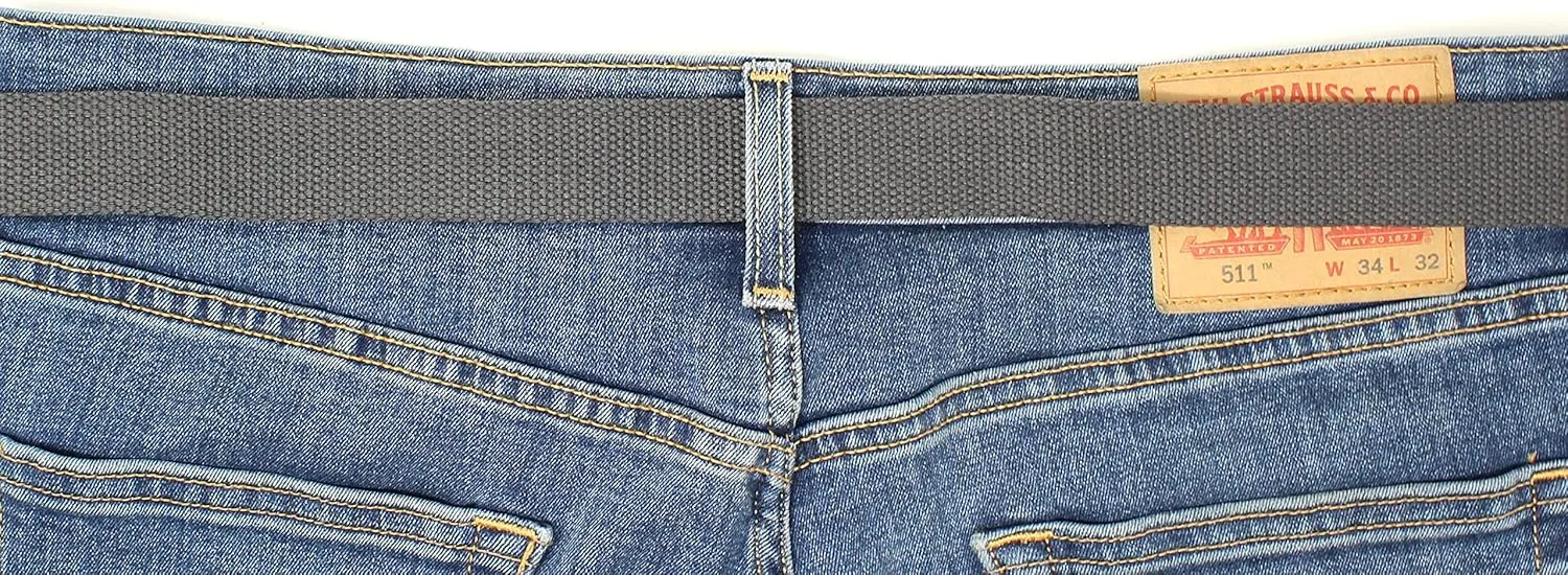 Canvas Web Belt Military Style with Black Buckle and Tip 56" Long Many Colors