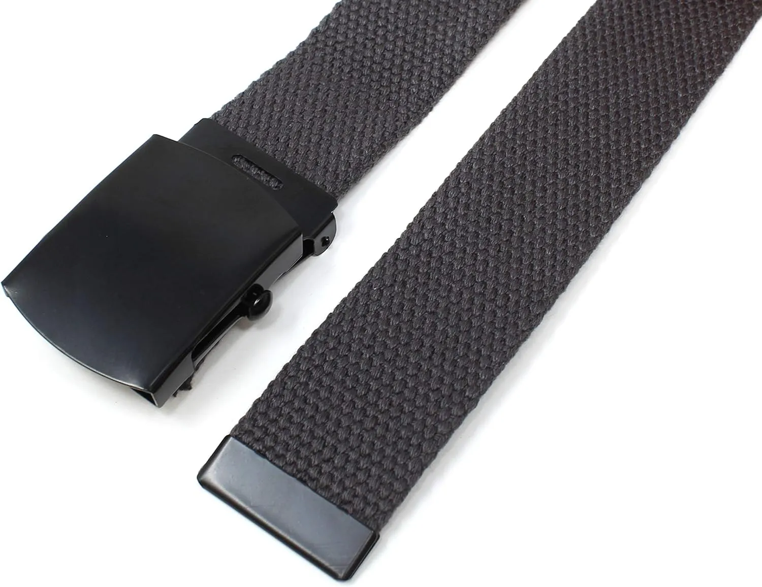 Canvas Web Belt Military Style with Black Buckle and Tip 56" Long Many Colors