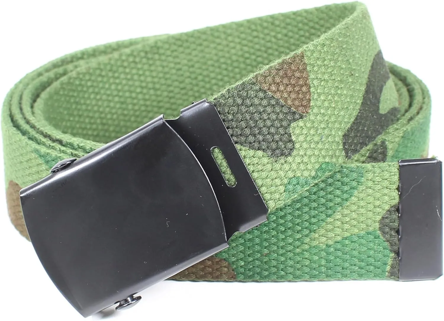 Canvas Web Belt Military Style with Black Buckle and Tip 56" Long Many Colors
