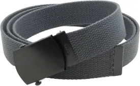 Canvas Web Belt Military Style with Black Buckle and Tip 56" Long Many Colors