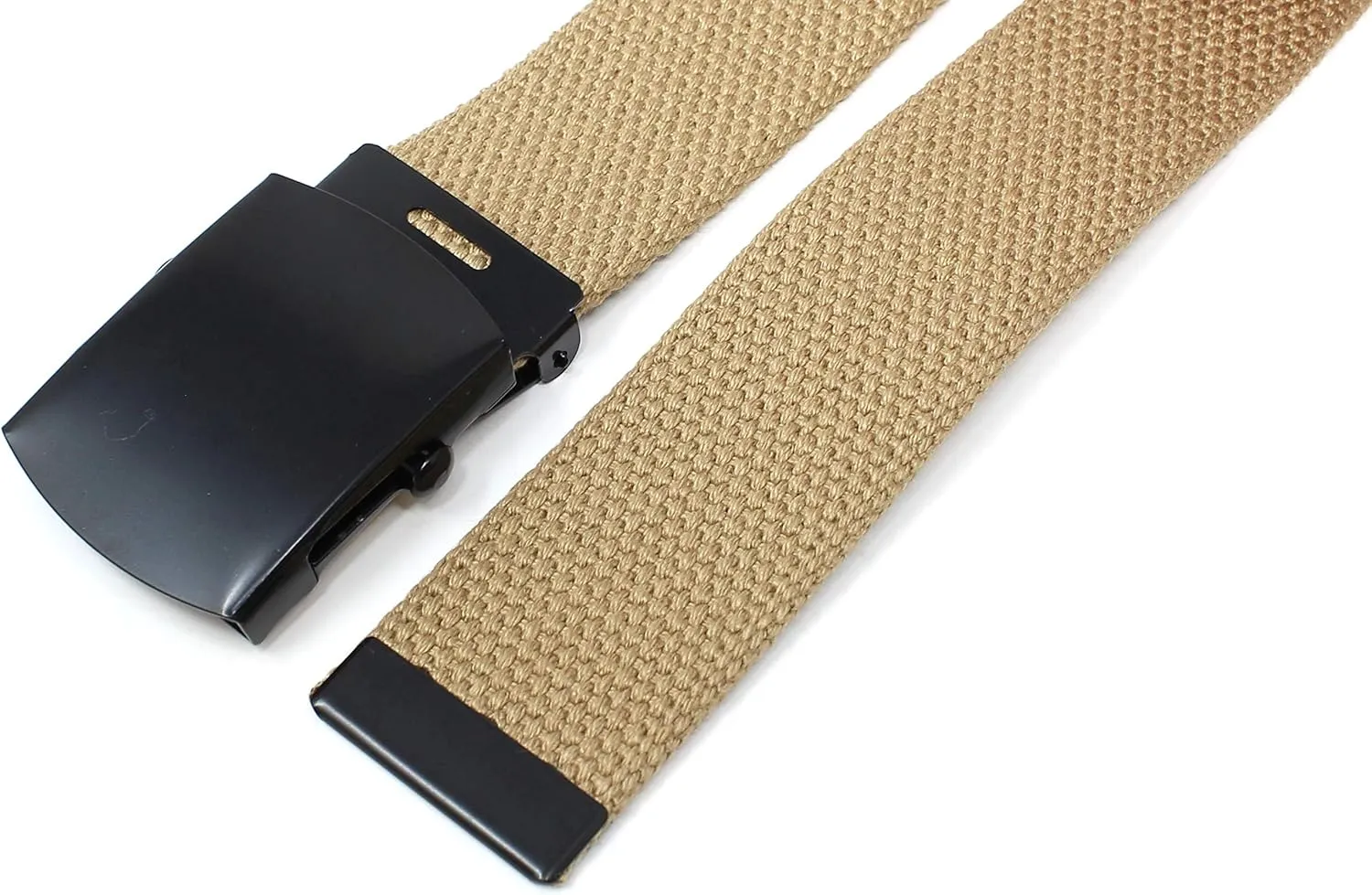 Canvas Web Belt Military Style with Black Buckle and Tip 56" Long Many Colors