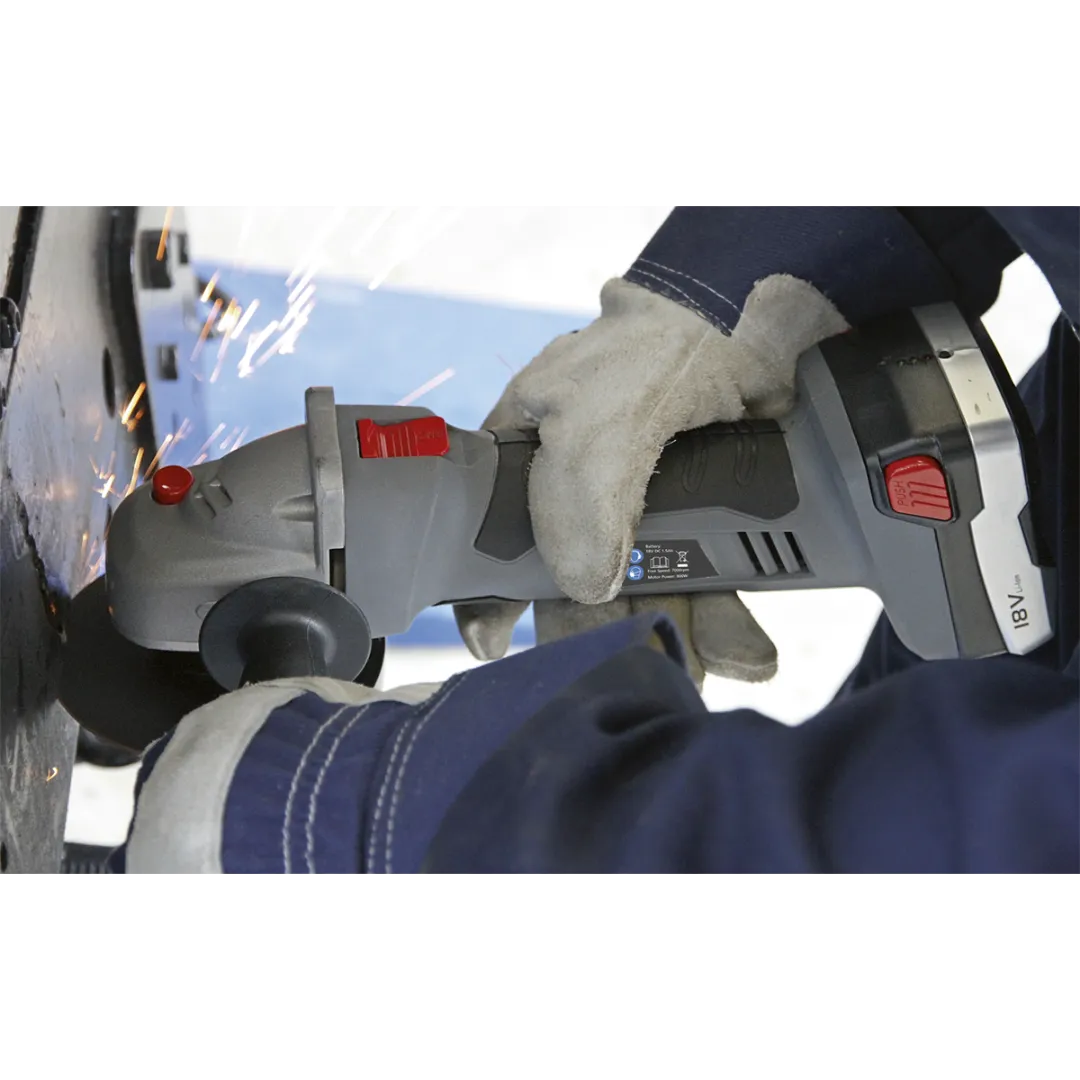 Cordless Angle Grinder Ø115mm 18V Lithium-ion 1hr Charge - 2 Batteries