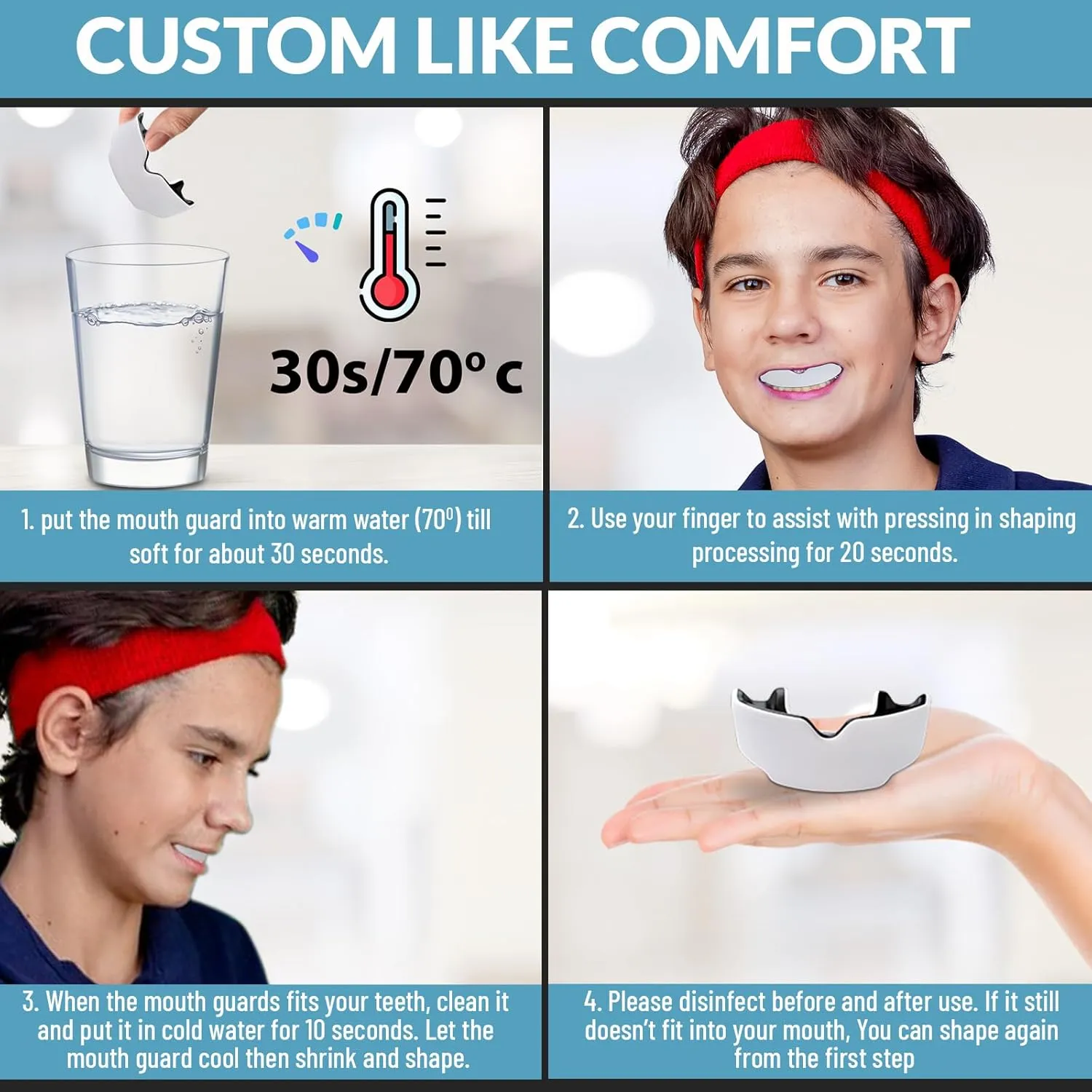 Custom Fit Mouth Guards ?C Tailored Comfort ?C Youth and Adult Sizes ?C Ideal for Soccer, Rugby, Boxing, Basketball, Mixed Martial Arts, Kick Boxing and More ?C Includes Storage Case