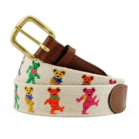 Dancing Bears Needlepoint Belt on Oatmeal by Smathers & Branson