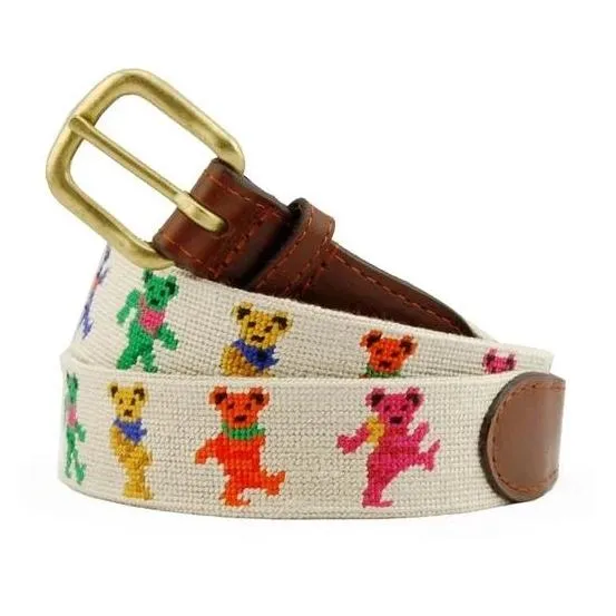 Dancing Bears Needlepoint Belt on Oatmeal by Smathers & Branson
