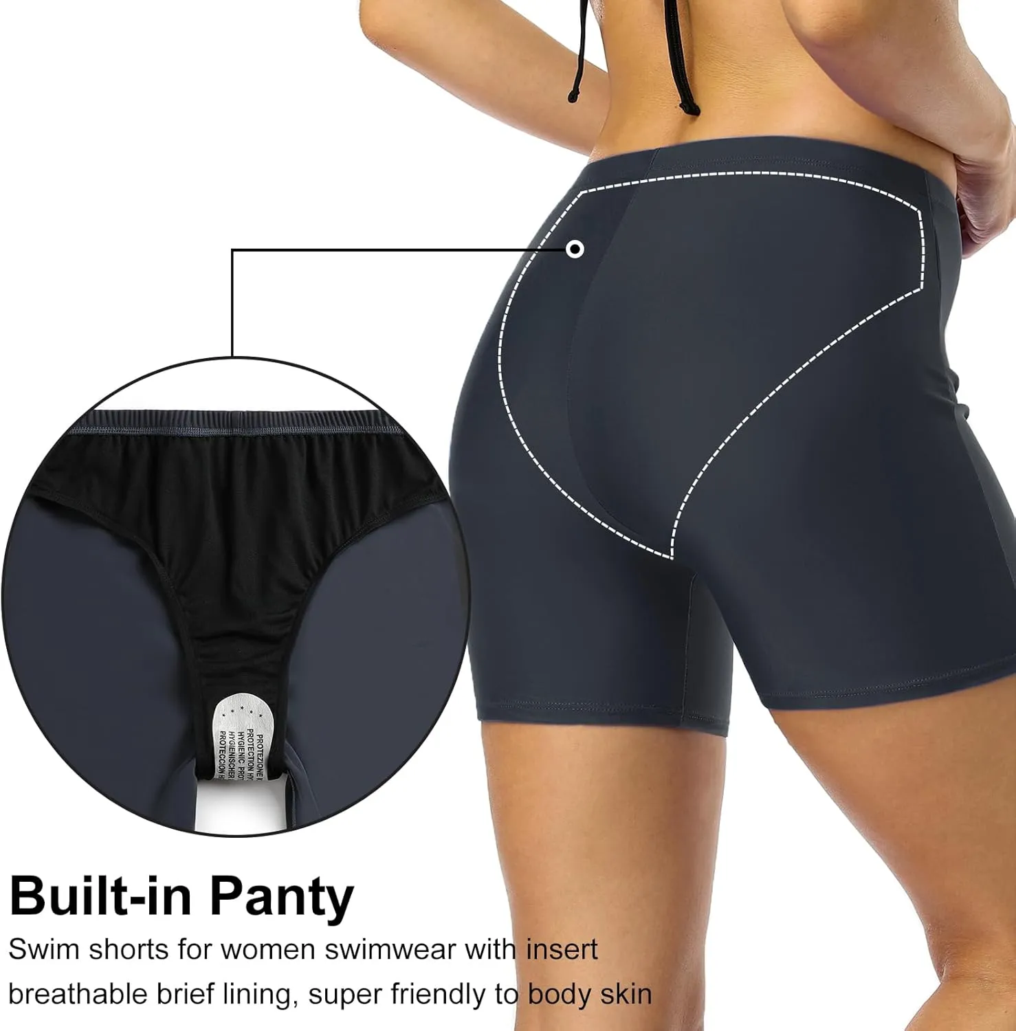 Firpearl Women's Swim Shorts Tummy Control Board Shorts UPF50  Sport Surf Shorts Swimsuit Bottom