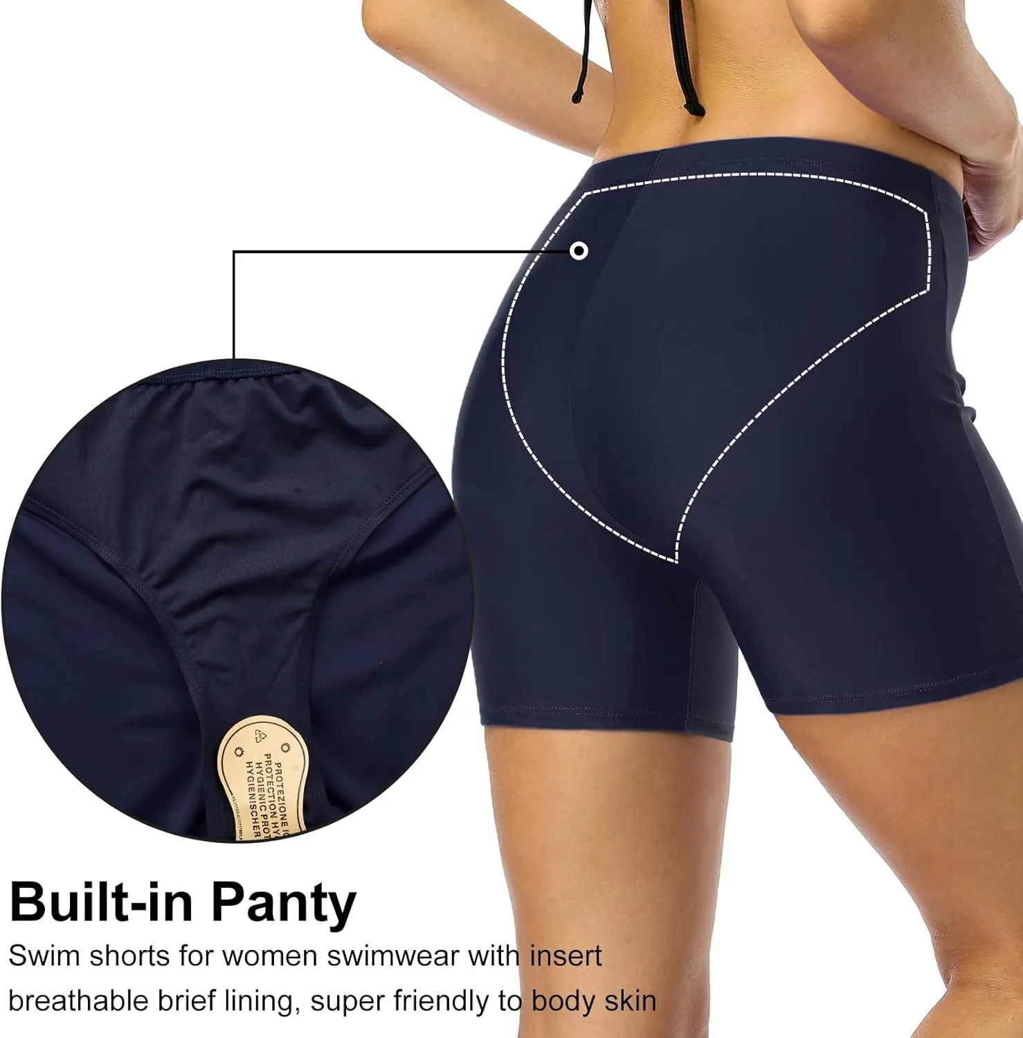 Firpearl Women's Swim Shorts Tummy Control Board Shorts UPF50  Sport Surf Shorts Swimsuit Bottom