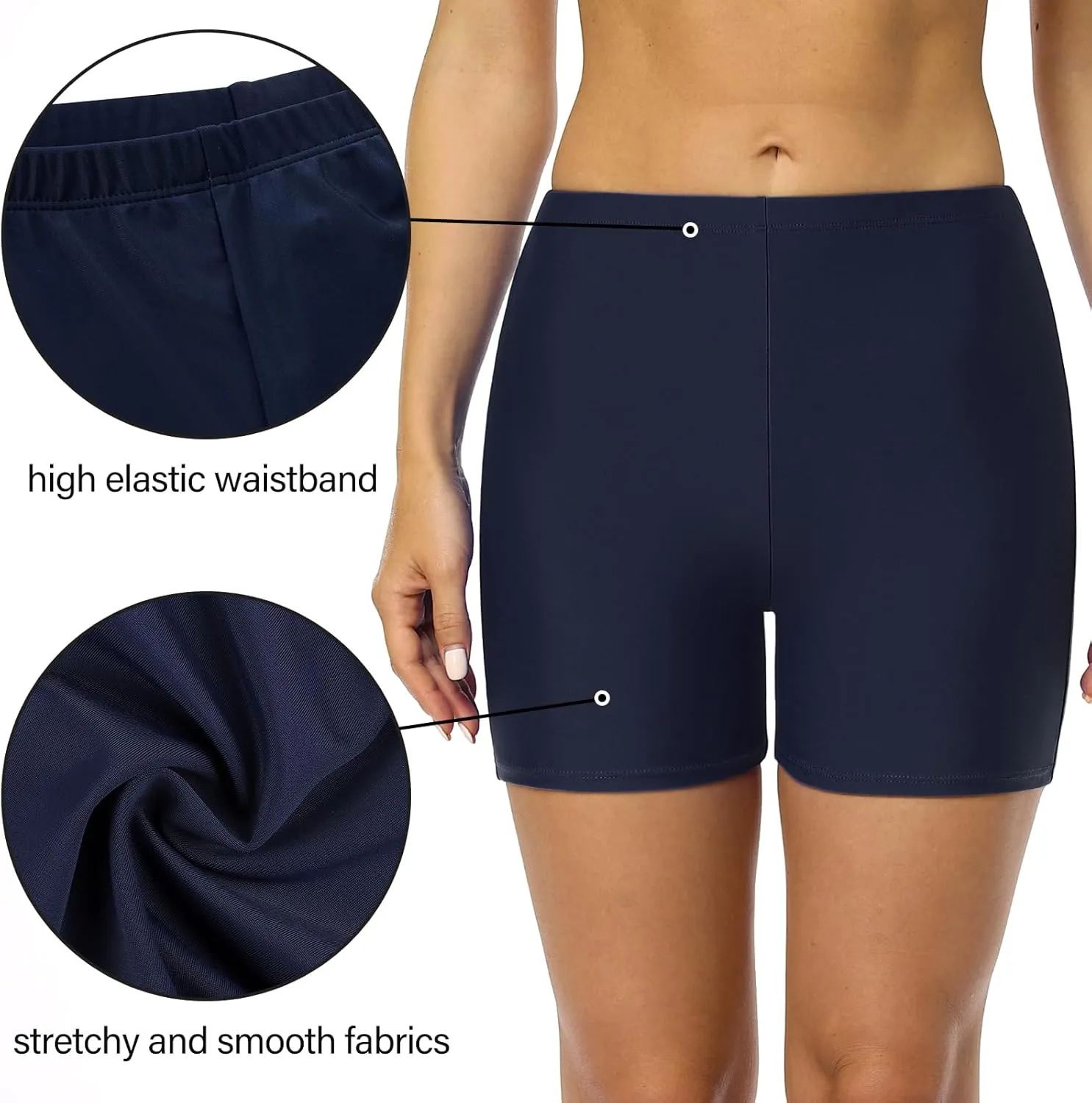 Firpearl Women's Swim Shorts Tummy Control Board Shorts UPF50  Sport Surf Shorts Swimsuit Bottom