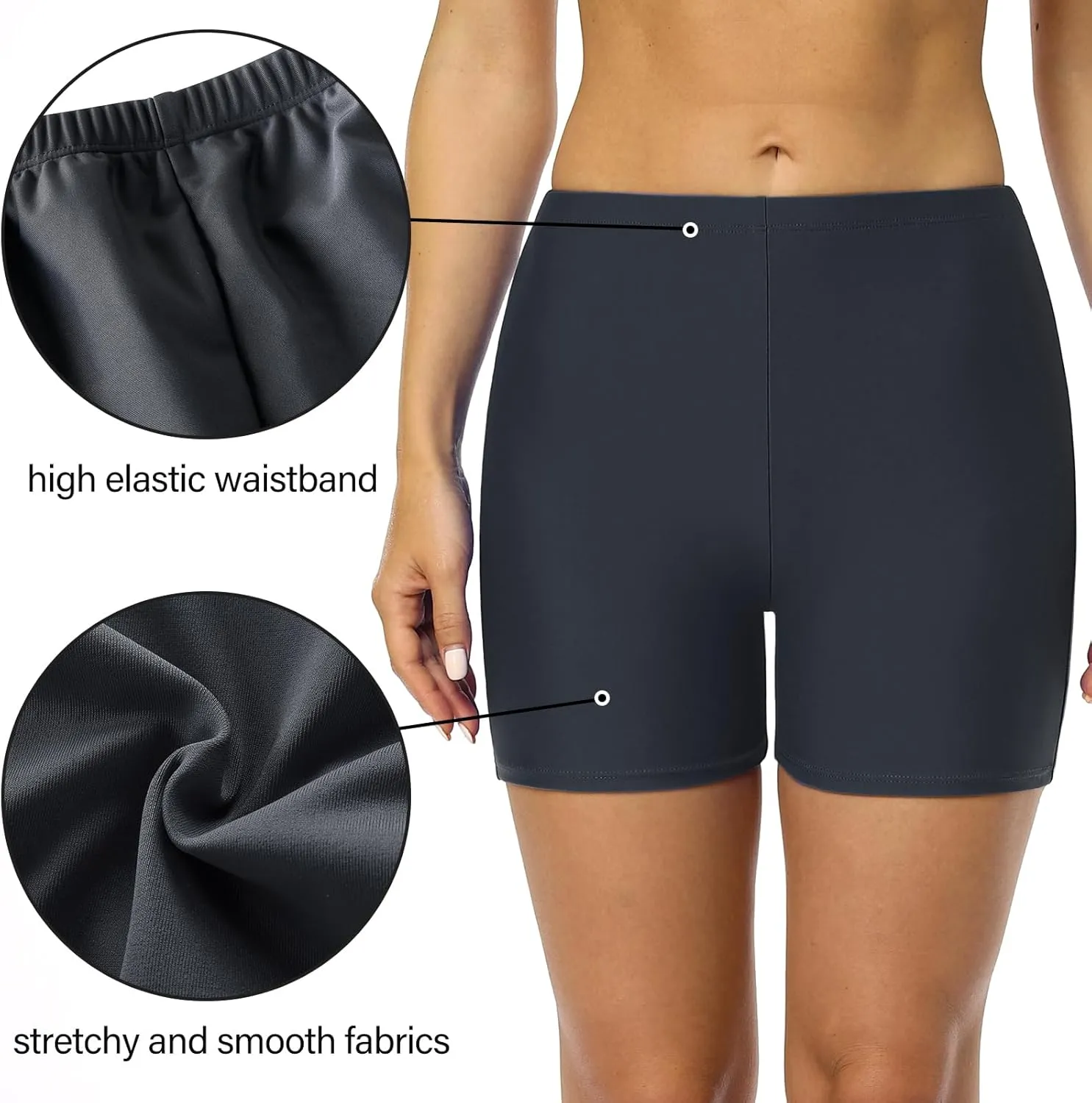 Firpearl Women's Swim Shorts Tummy Control Board Shorts UPF50  Sport Surf Shorts Swimsuit Bottom