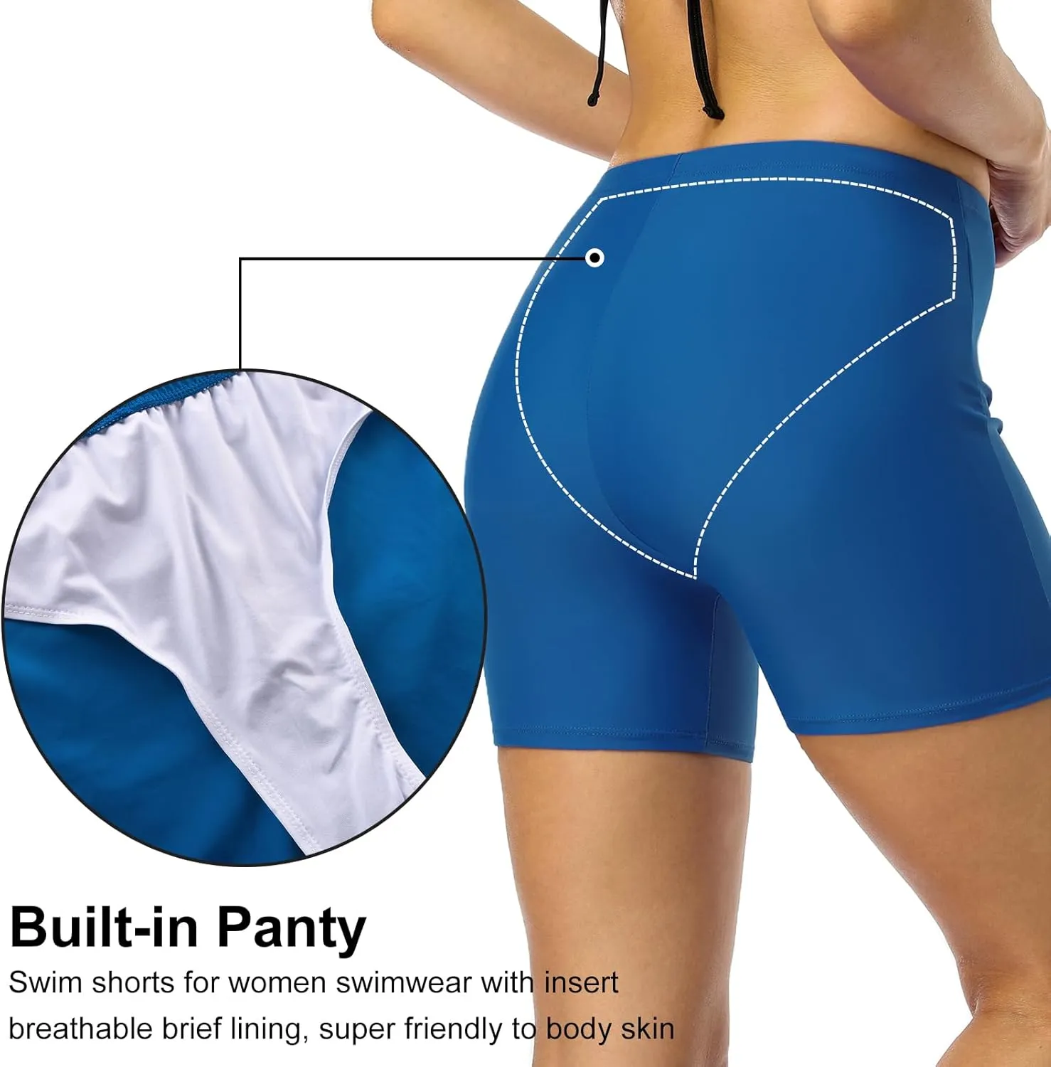Firpearl Women's Swim Shorts Tummy Control Board Shorts UPF50  Sport Surf Shorts Swimsuit Bottom