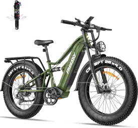 FREESKY 2000W Electric Bike with BAFANG Motor & 48V 30Ah Samsung Cells Battery, 35MPH Max Speed, 120 Miles Range, Full Suspension Mountain Ebike for Adult, 26" Fat Tires, Smart Keys, Hydraulic Brakes