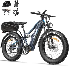 FREESKY 2000W Electric Bike with BAFANG Motor & 48V 30Ah Samsung Cells Battery, 35MPH Max Speed, 120 Miles Range, Full Suspension Mountain Ebike for Adult, 26" Fat Tires, Smart Keys, Hydraulic Brakes