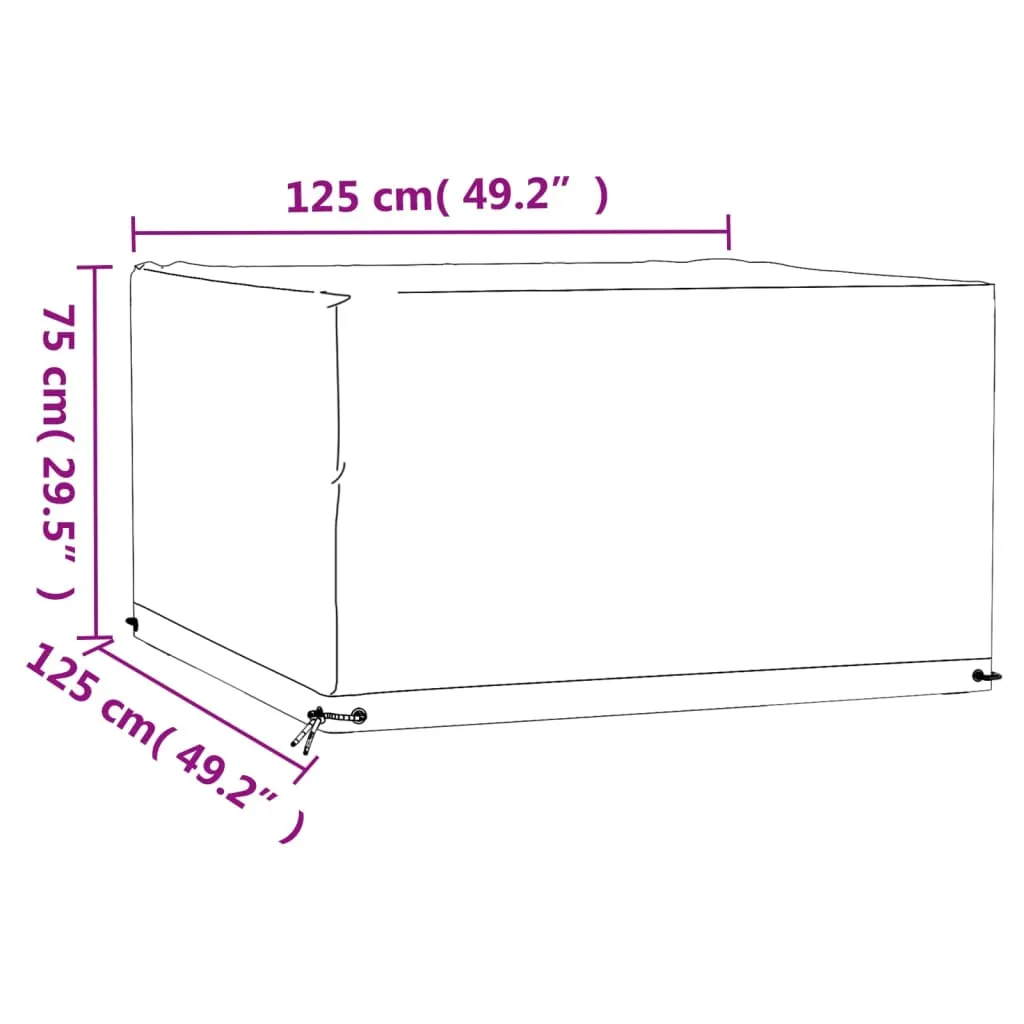 Garden Furniture Covers 2 pcs 8 Eyelets 125x125x75 cm Square
