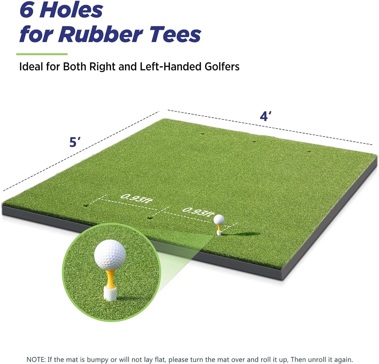 Golf Mat, 5x4ft/5x5ft Dense Elite Golf Hitting Mats Practice with 10 Balls, 9 Tees, Heavy Duty Artificial Hitting Training Matt for Backyard Driving Chipping Indoor Outdoor Simulators