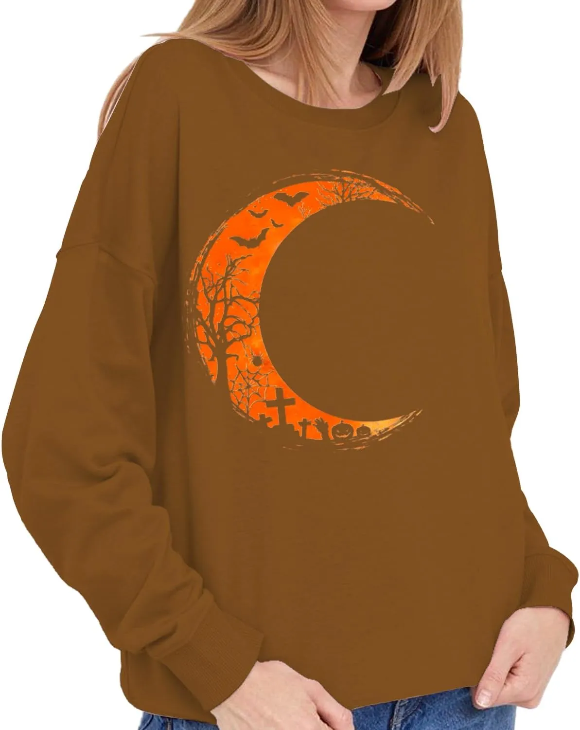 Halloween Pumpkin Face Long Sleeve Women Hocus Pocus Fashion Hoodie Tshirt Pullover Tops