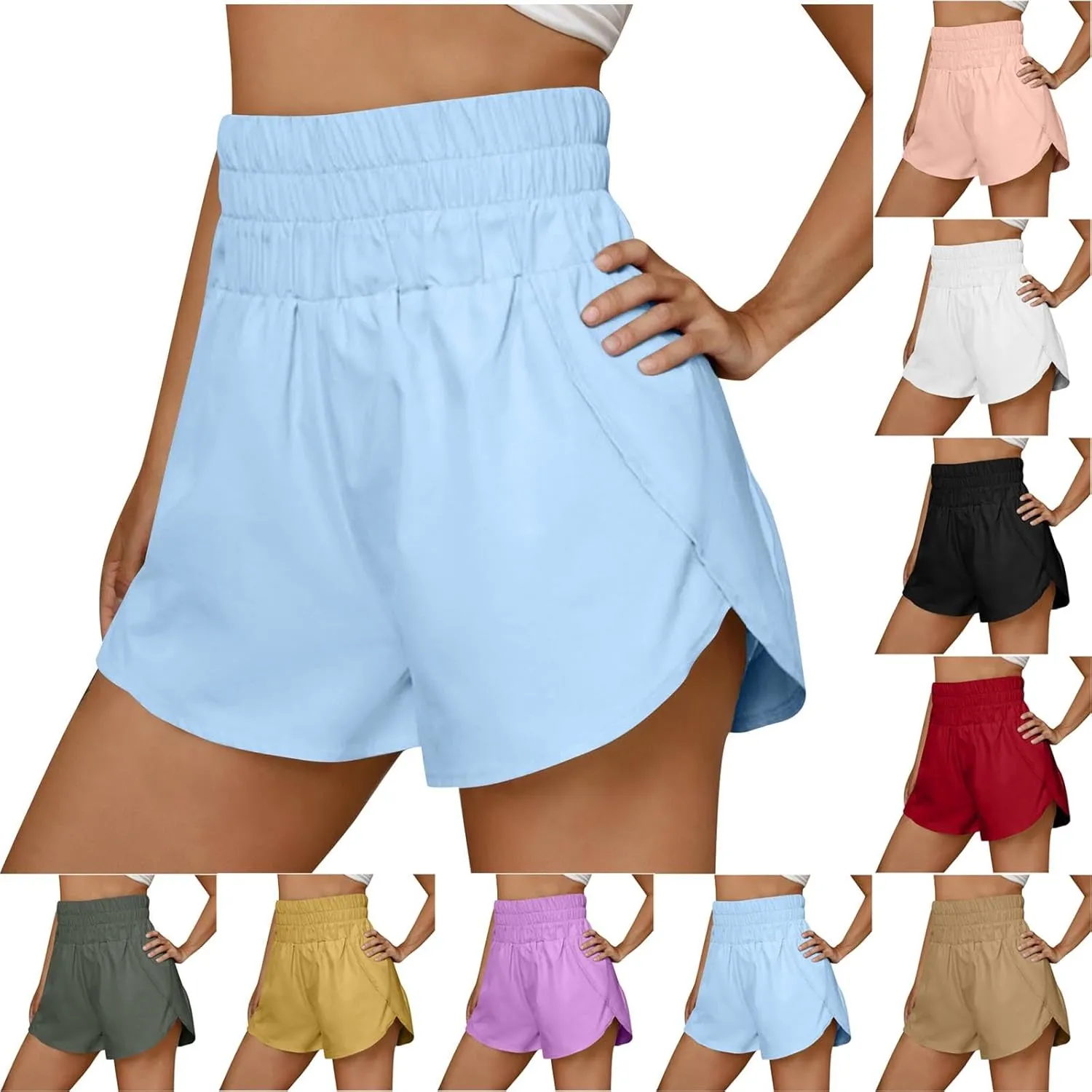 High Waisted Running Shorts for Women Summer Split Breathable for Athletic Tennis Gym Workout Shorts Outfit 2025