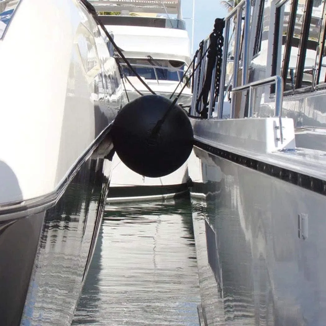 Inflatable Boat Fenders Yacht Bumpers with a Double Braid Nylon Dockline,a Valve Adapter Connector Nozzle and a Valve Wrench for Docking and Mooring