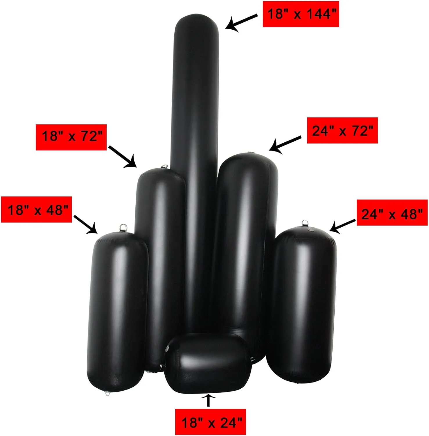 Inflatable Boat Fenders Yacht Bumpers with a Double Braid Nylon Dockline,a Valve Adapter Connector Nozzle and a Valve Wrench for Docking and Mooring