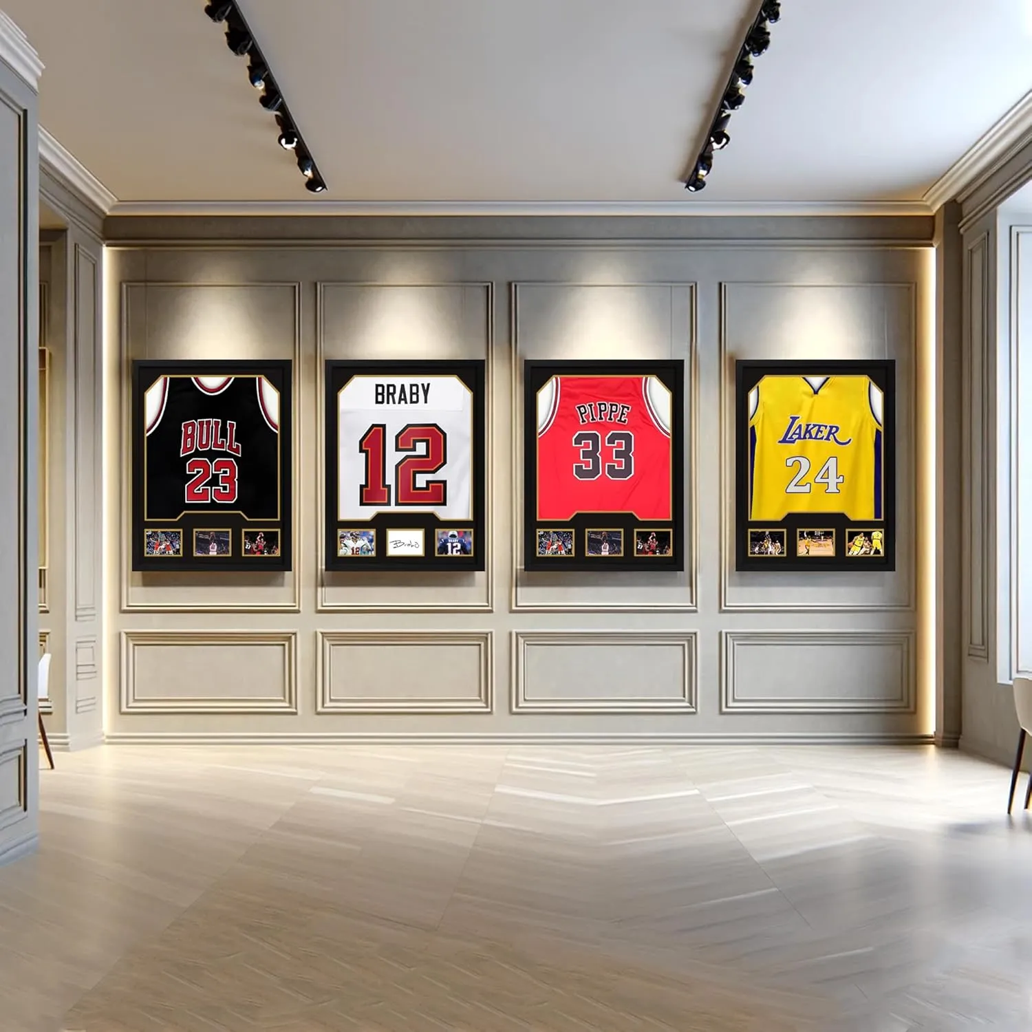 Jersey Frame Display Case 2 Pack, Large Wooden Sport Jersey Shadow Box Frame with Mats and Real Tempered Glass Cover for Football Hockey Baseball Basketball Soccer Shirt,Black