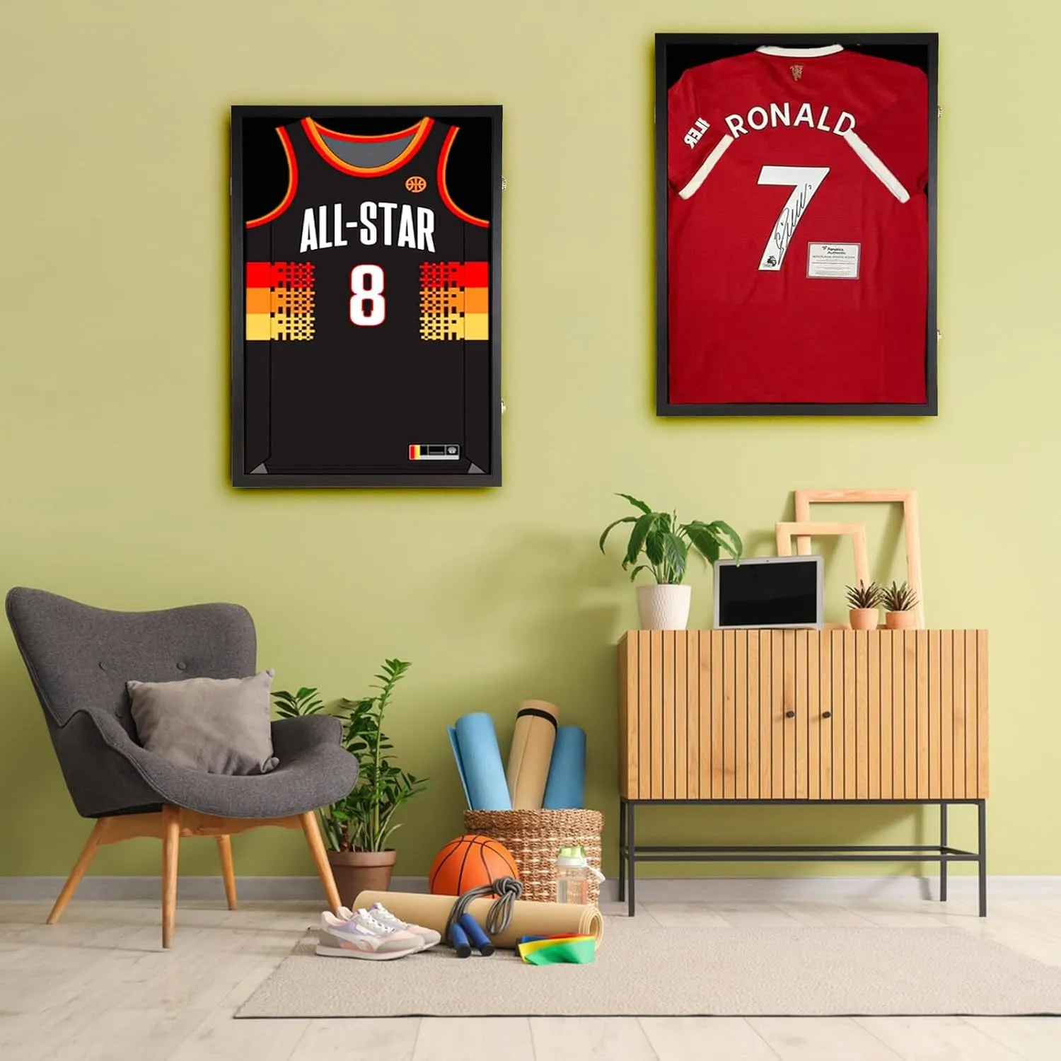 Jersey Wooden Frame Display Case -Shadow Box with UV Protection for Baseball Basketball Football Hockey Sport Shirt and Uniform (Black, 4 Packs)