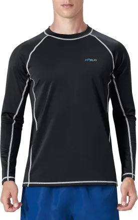KPSUN Mens Swim Shirts UPF 50  Rash Guard Long Sleeve Sun UV Protection Beach Shirts Quick Dry Fishing T-Shirt