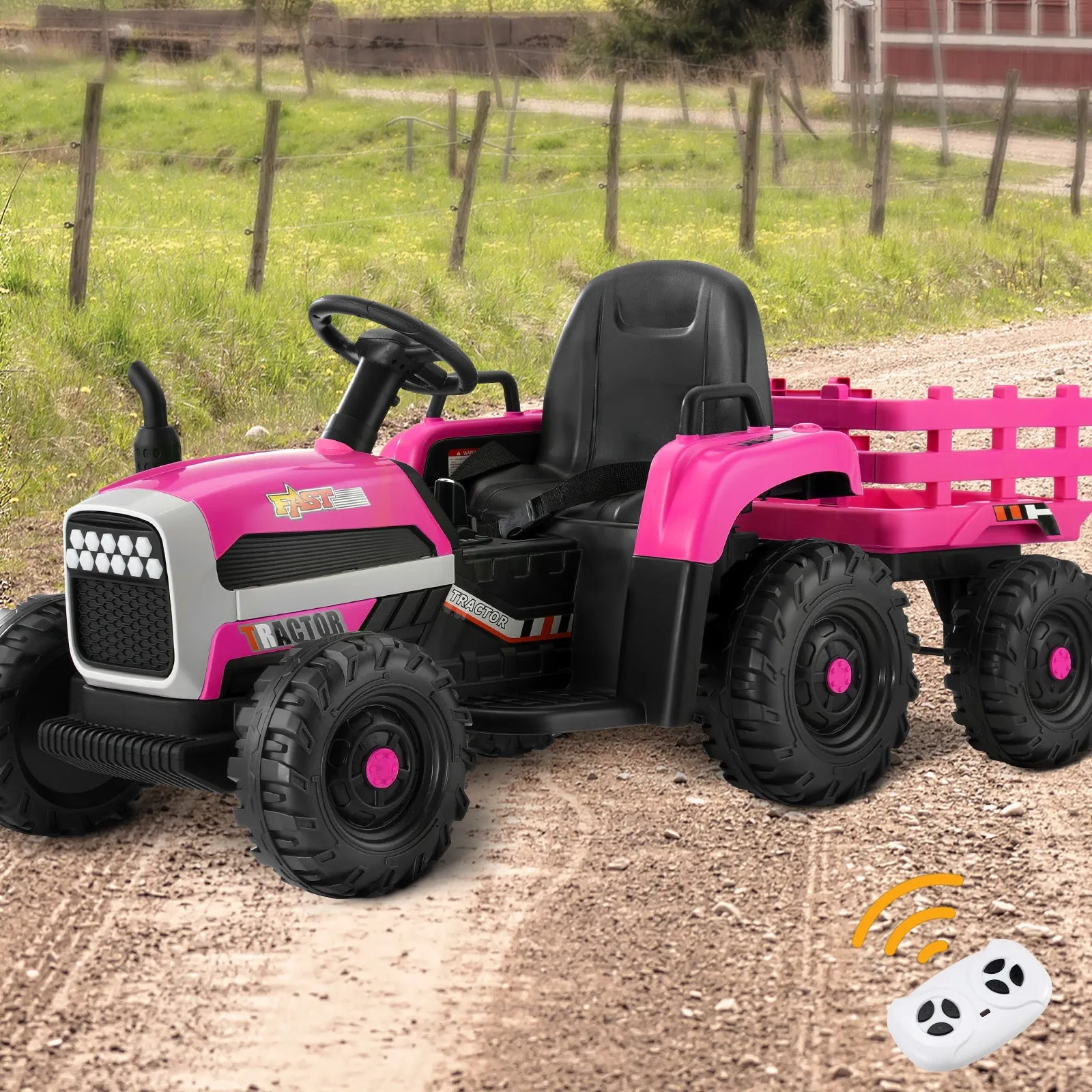 Mazam Kids Ride On Car Tractor 12V Electric Battery Toy Remote Control Cars Pink
