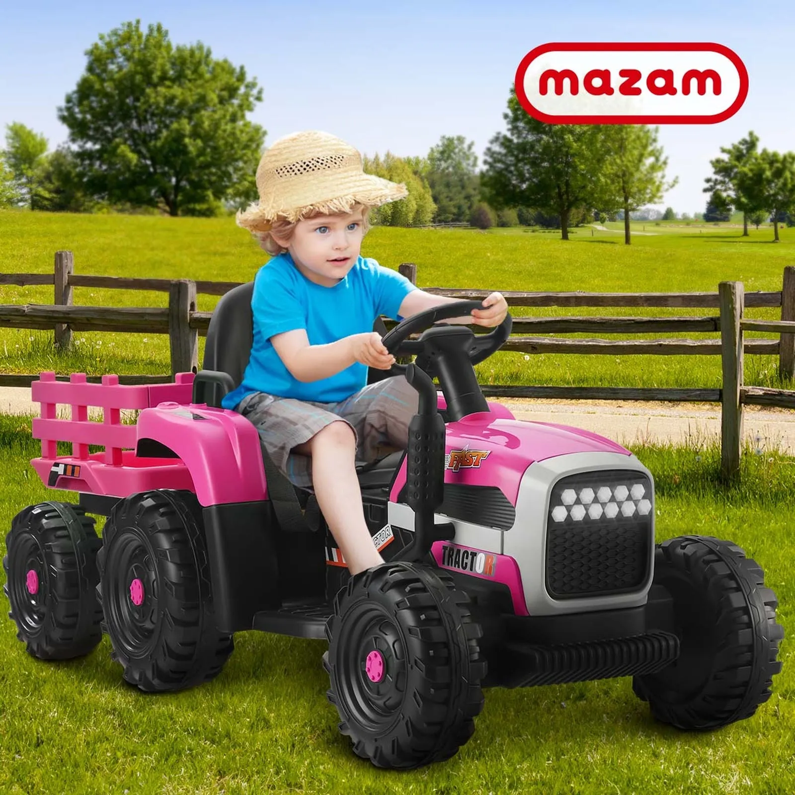 Mazam Kids Ride On Car Tractor 12V Electric Battery Toy Remote Control Cars Pink