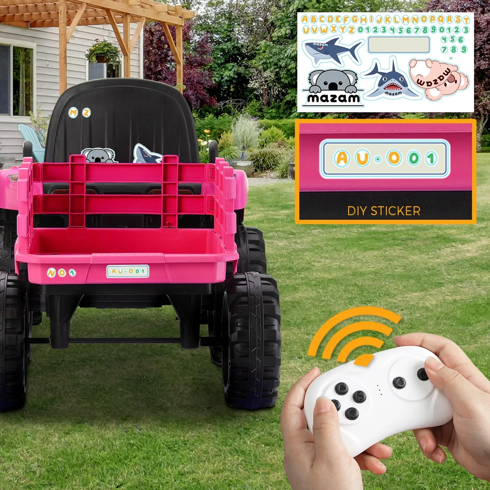 Mazam Kids Ride On Car Tractor 12V Electric Battery Toy Remote Control Cars Pink