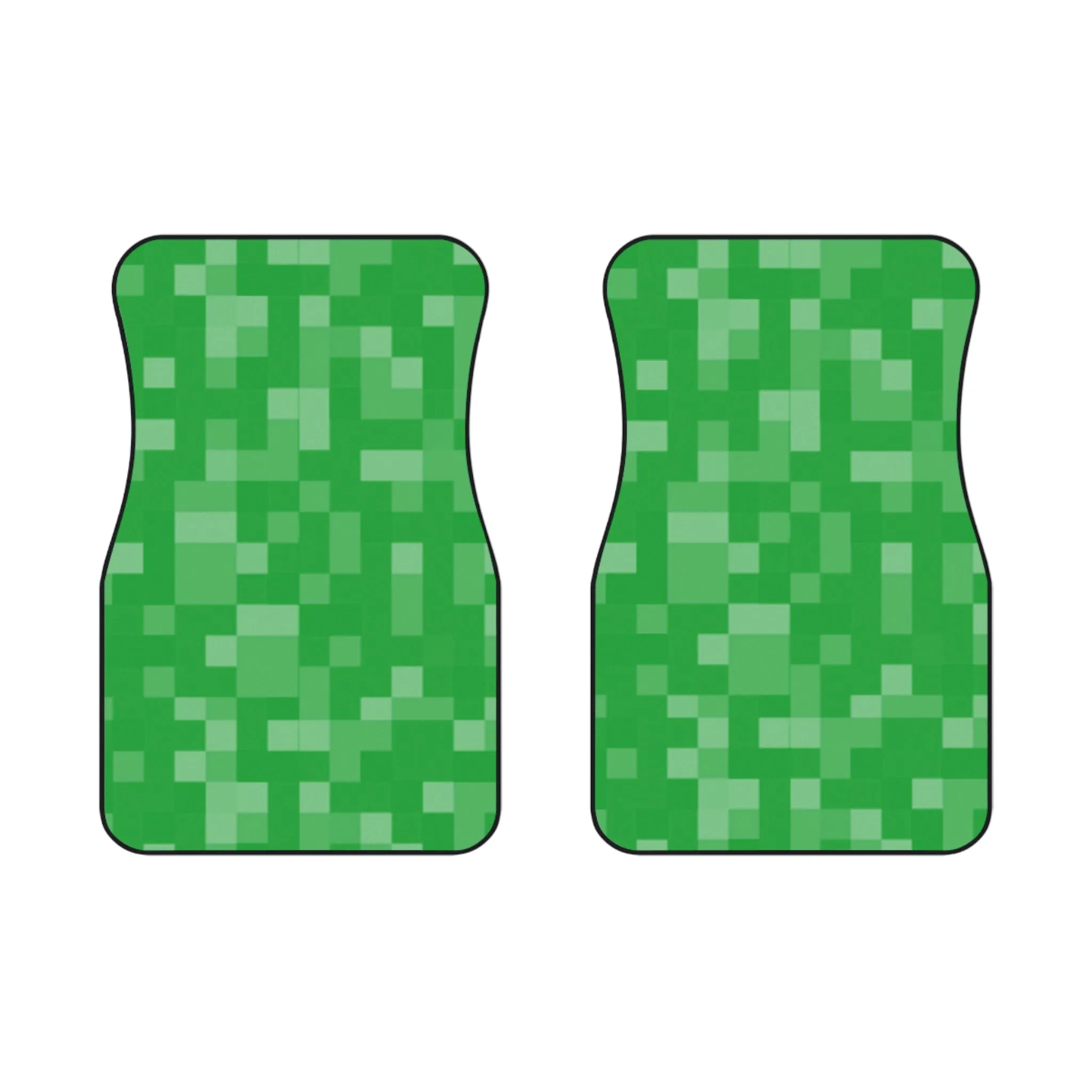 Minecraft Green Car Mats (2x Front) - Anime Car Floor Mats - Cute Car Mats Set