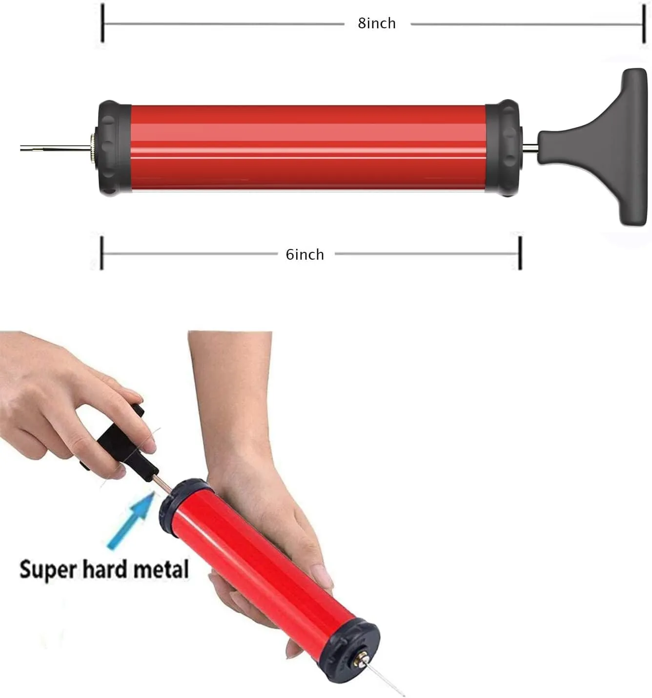 Portable Ball Pump, Air Pump with 4 Needles 2 Nozzle 1 Extension Hose Great for Basketball Football Volleyball Soccer