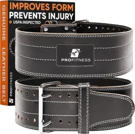ProFitness Weight Lifting Belt (5mm Thick) - Leather Weight Belt for Men & Women - Back Support Squat Belt - Gym Belt for Weightlifting, Powerlifting & Deadlifts | Adjustable Weightlifting Belt