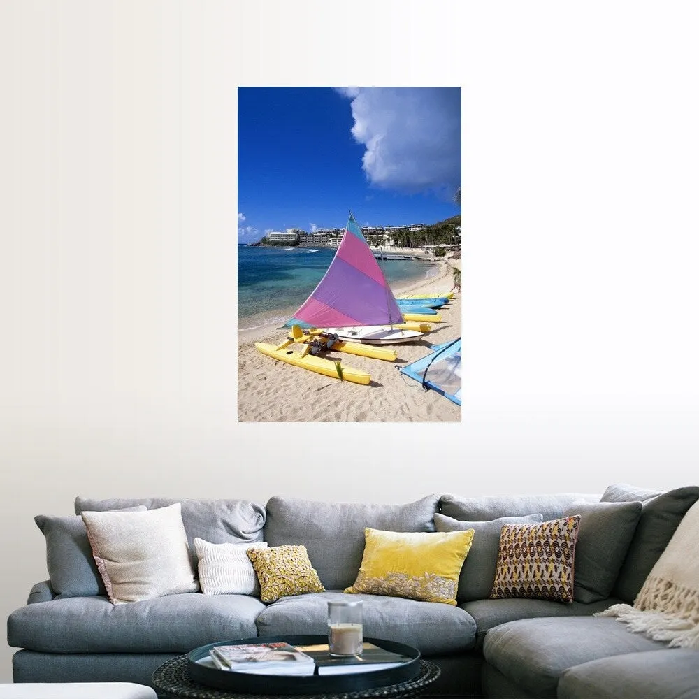"Boats on beach" Poster Print - Multi